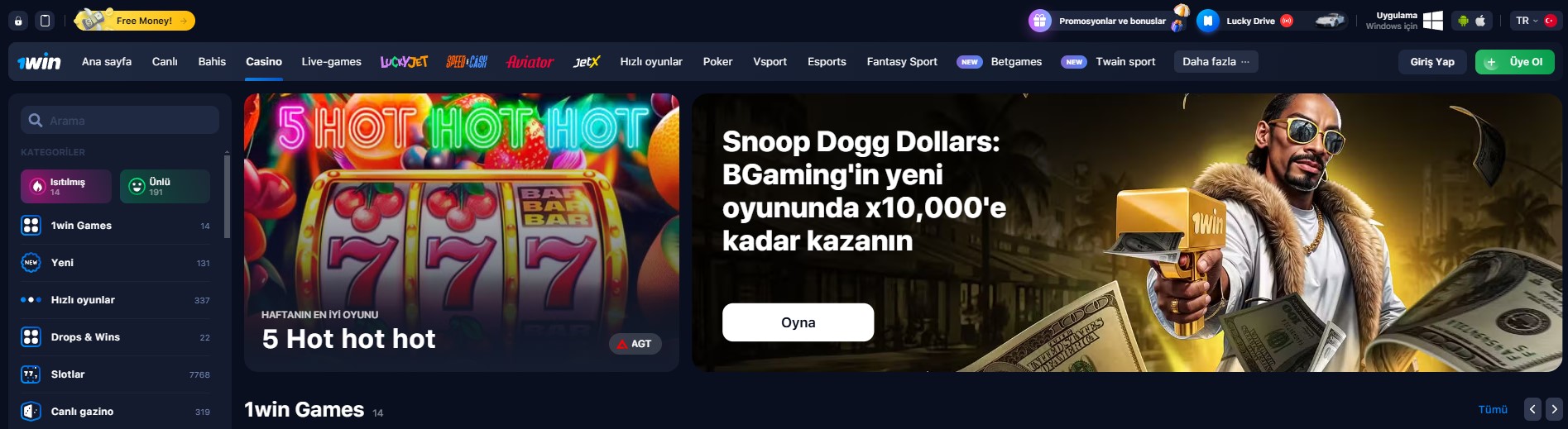 1win Casino Oyunları