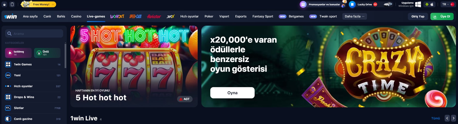 1win Üyelik